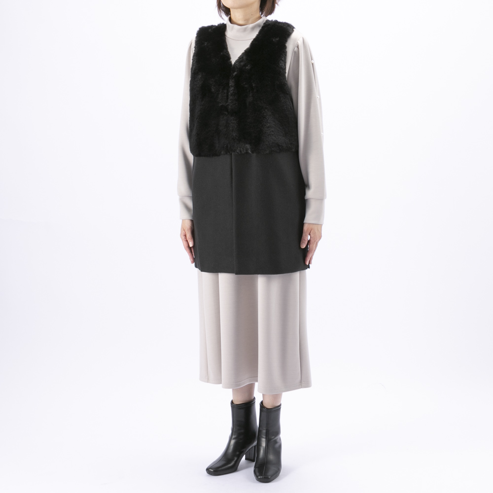 ノアジェ NOA-GE レディーストップス ウールライクフェルト×エコファーベスト 121-5616-3892/79【FITHOUSE ONLINE SHOP】