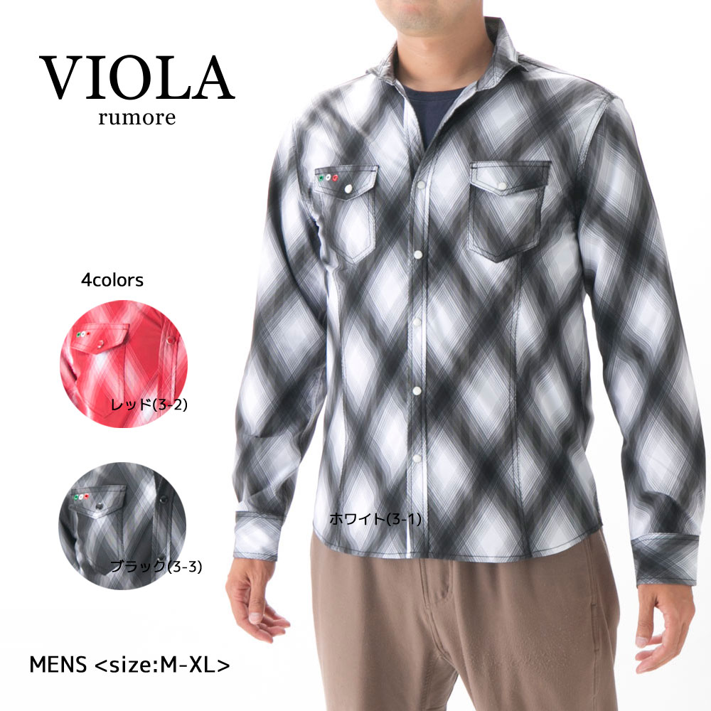 ヴィオラ VIOLA メンズトップス 総柄チェックシャツ 21121【FITHOUSE ONLINE SHOP】
