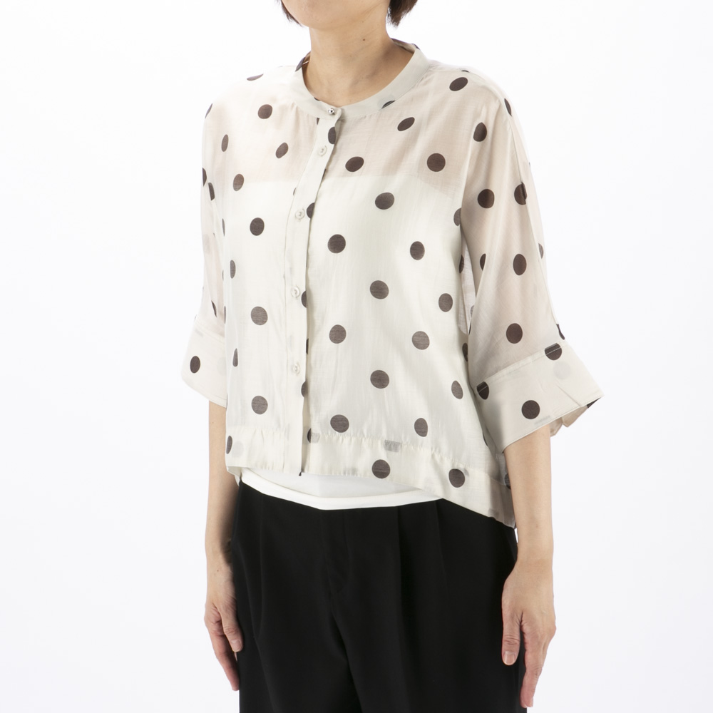 ノアジェ NOA-GE レディーストップス シアー 水玉プリント ブラウス 121-5399-0394/02【FITHOUSE ONLINE SHOP】