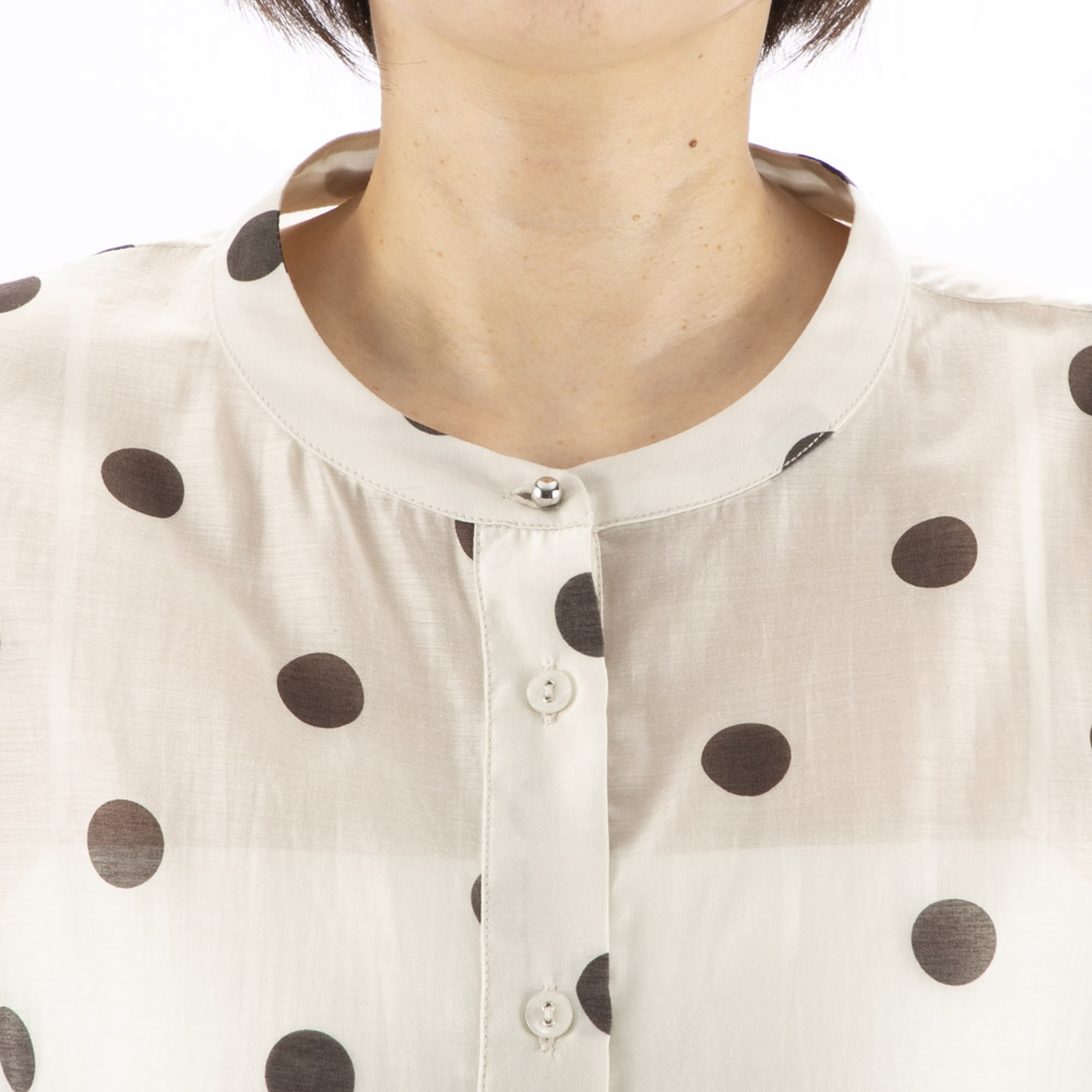 ノアジェ NOA-GE レディーストップス シアー 水玉プリント ブラウス 121-5399-0394/02【FITHOUSE ONLINE SHOP】