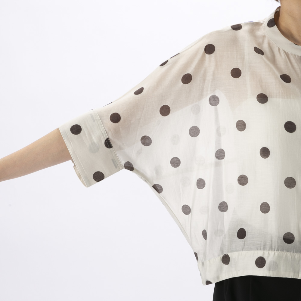 ノアジェ NOA-GE レディーストップス シアー 水玉プリント ブラウス 121-5399-0394/02【FITHOUSE ONLINE SHOP】