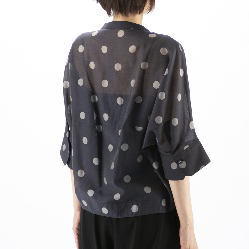 ノアジェ NOA-GE レディーストップス シアー 水玉プリント ブラウス 121-5399-0394/58【FITHOUSE ONLINE SHOP】