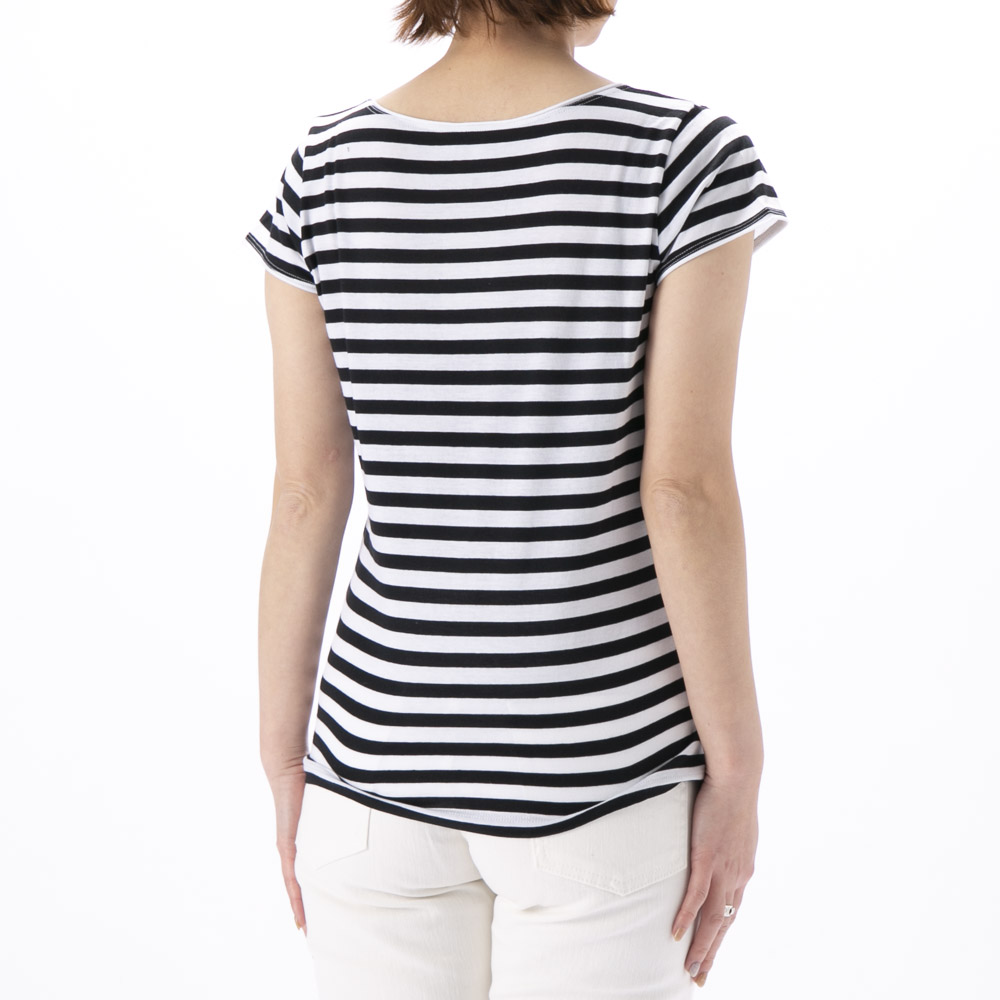 アニエスベー agnes b. レディーストップス White and black Australie striped t-shirt E057JA93【FITHOUSE ONLINE SHOP】