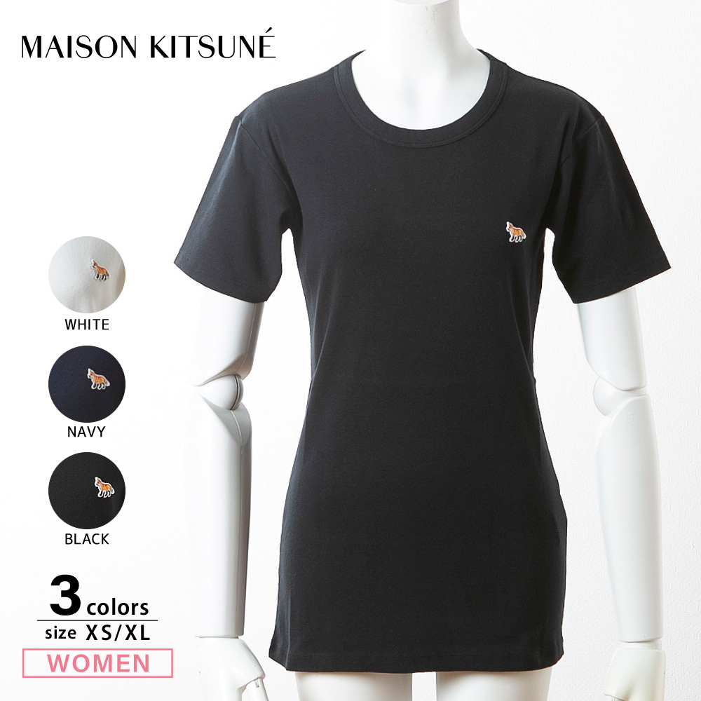 メゾンキツネ Maison Kitsune レディーストップス プロファイル フォックスパッチ フィッテッドTシャツ FW00140KJ0012【FITHOUSE ONLINE SHOP】