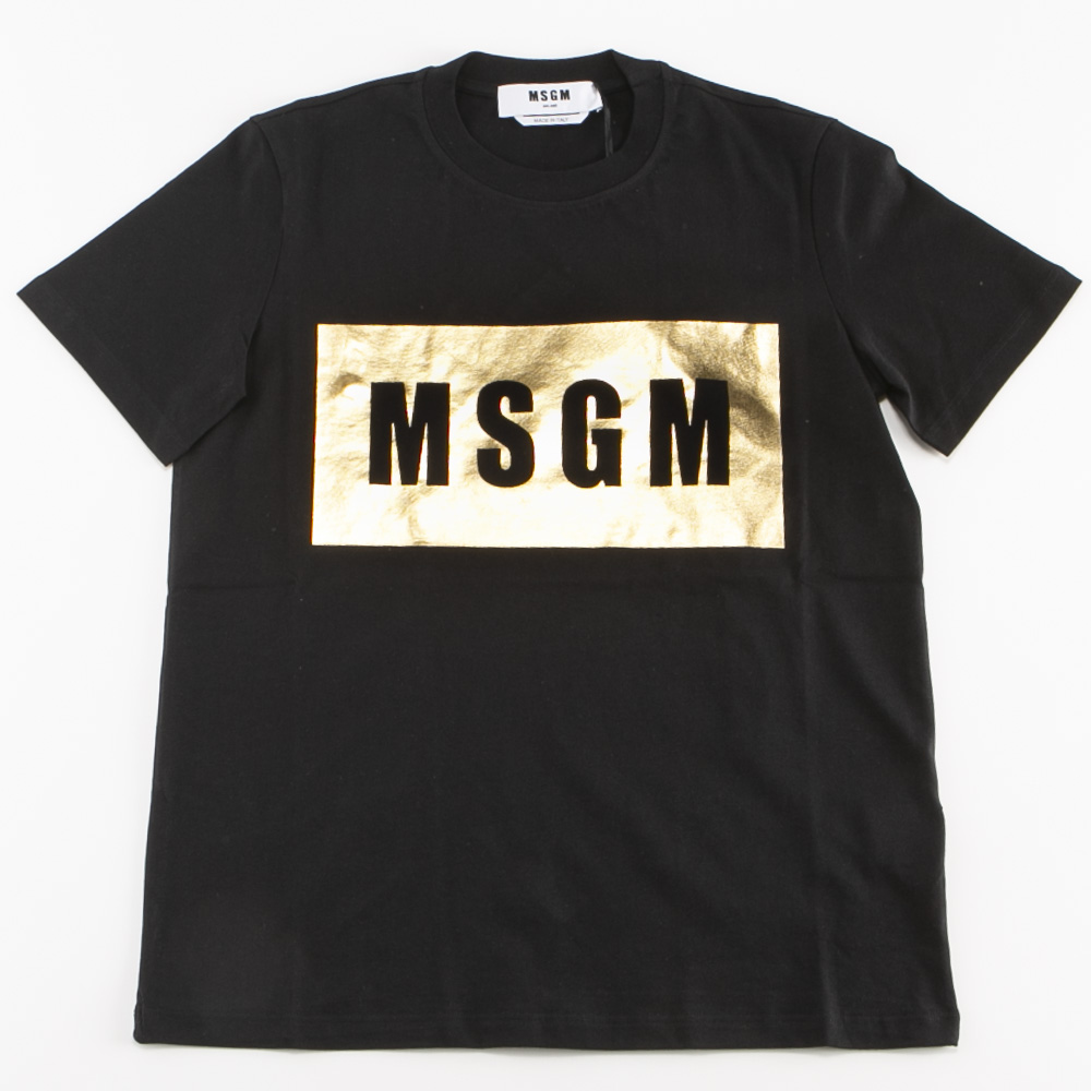 エムエスジーエム MSGM レディーストップス 箔プリント ロゴ クルーネックTシャツ 3141MDM520M 217798【FITHOUSE ONLINE SHOP】