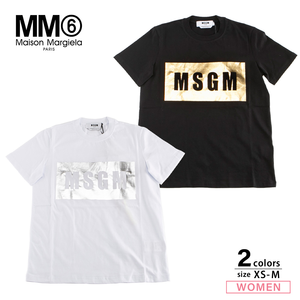 エムエスジーエム MSGM レディーストップス 箔プリント ロゴ クルーネックTシャツ 3141MDM520M 217798【FITHOUSE ONLINE SHOP】