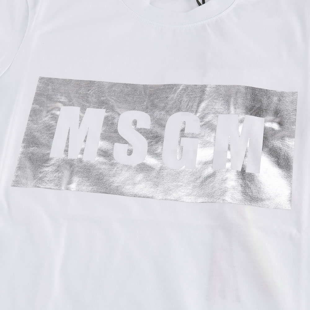 エムエスジーエム MSGM レディーストップス 箔プリント ロゴ クルーネックTシャツ 3141MDM520M 217798【FITHOUSE ONLINE SHOP】