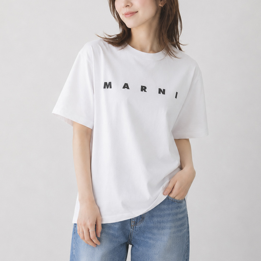 マルニ MARNI マルニキッズ レディーストップス  胸ロゴプリントT クルーネックT MT290F M01601 0M100【FITHOUSE ONLINE SHOP】