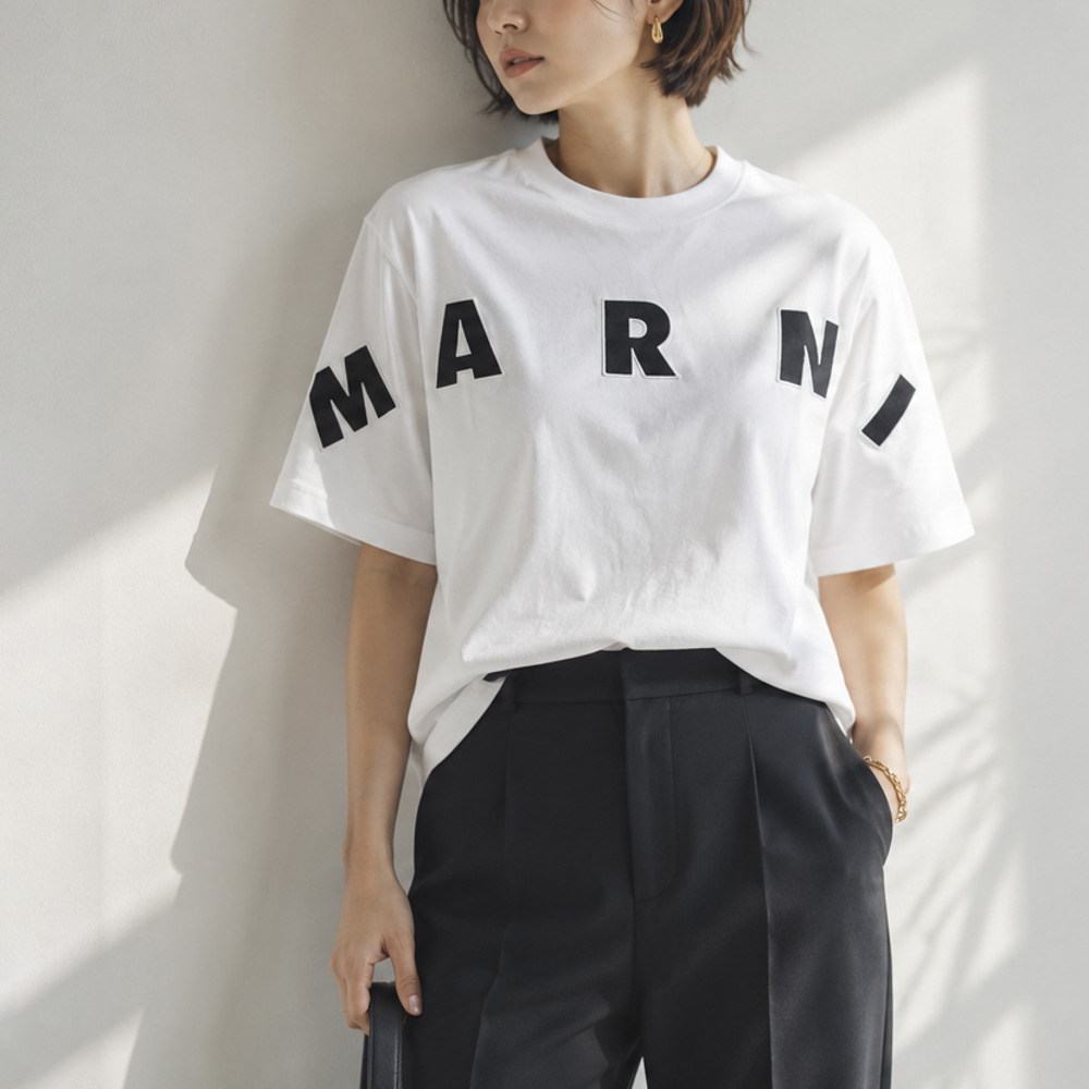 マルニ MARNI マルニキッズ レディーストップス  ビッグロゴプリントT MT303F M01733 0M100【FITHOUSE ONLINE SHOP】