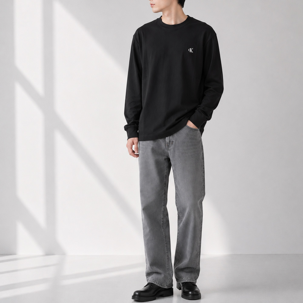 カルバンクラインジーンズ Calvin Klein Jeans メンズ 長袖Tシャツ ロングスリーブイージーモノグラムTシャツ LV04RD247GUB1【FITHOUSE ONLINE SHOP】