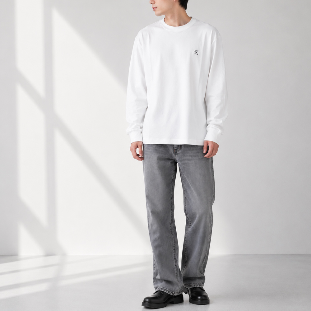 カルバンクラインジーンズ Calvin Klein Jeans メンズ 長袖Tシャツ ロングスリーブイージーモノグラムTシャツ LV04RD247GYAF【FITHOUSE ONLINE SHOP】