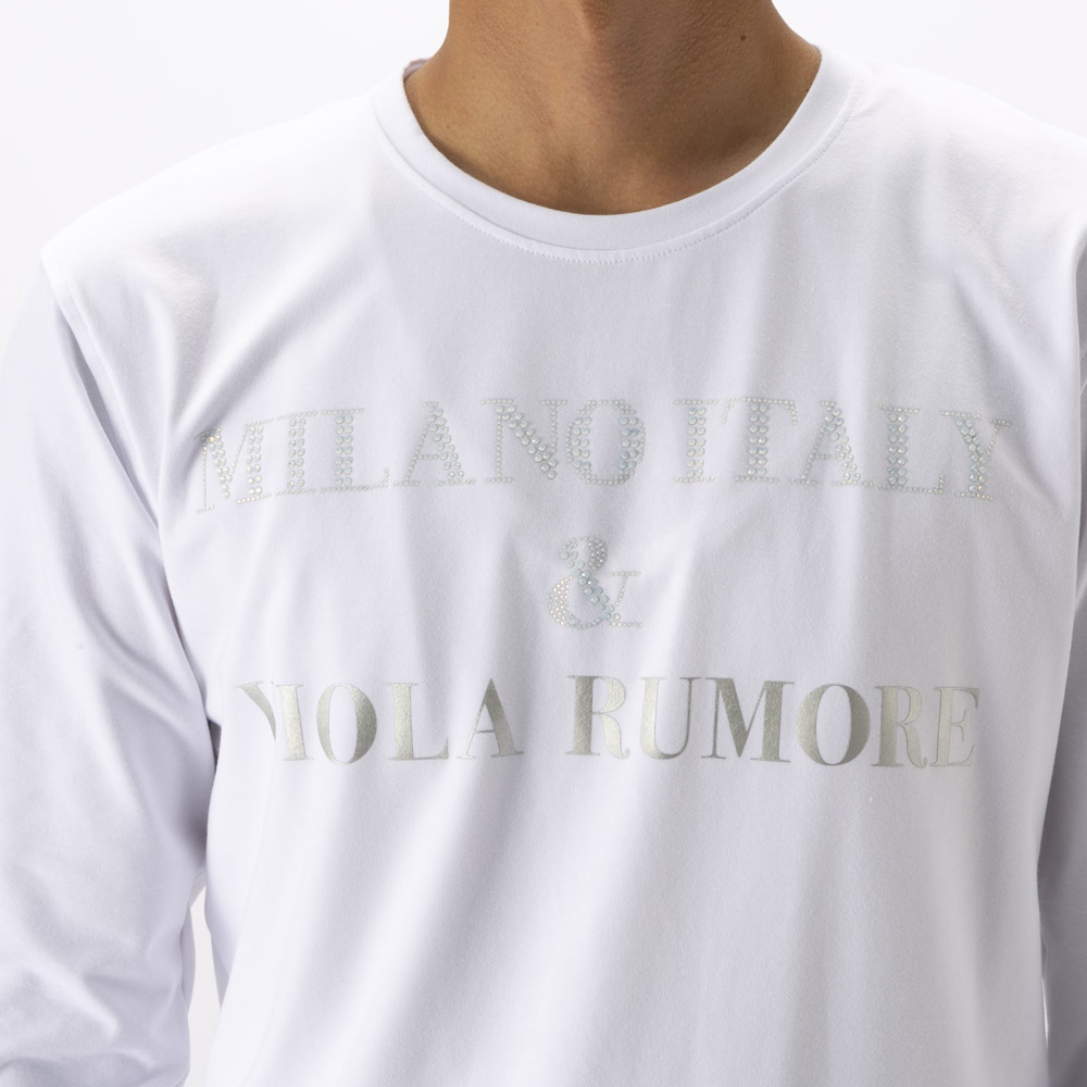 ヴィオラ VIOLA メンズトップス クルーネック プリント ラインストーン 長袖Tシャツ Y62107【FITHOUSE ONLINE SHOP】