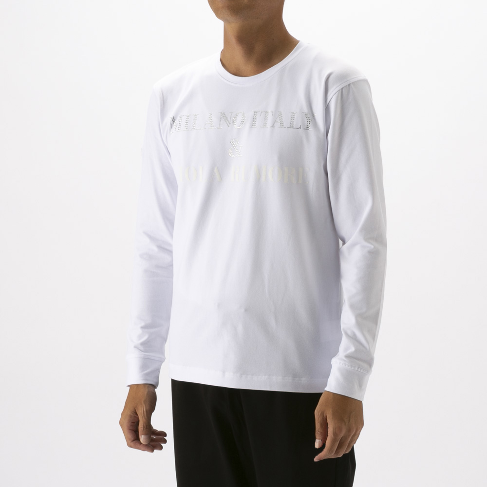 ヴィオラ VIOLA メンズトップス クルーネック プリント ラインストーン 長袖Tシャツ Y62107【FITHOUSE ONLINE SHOP】