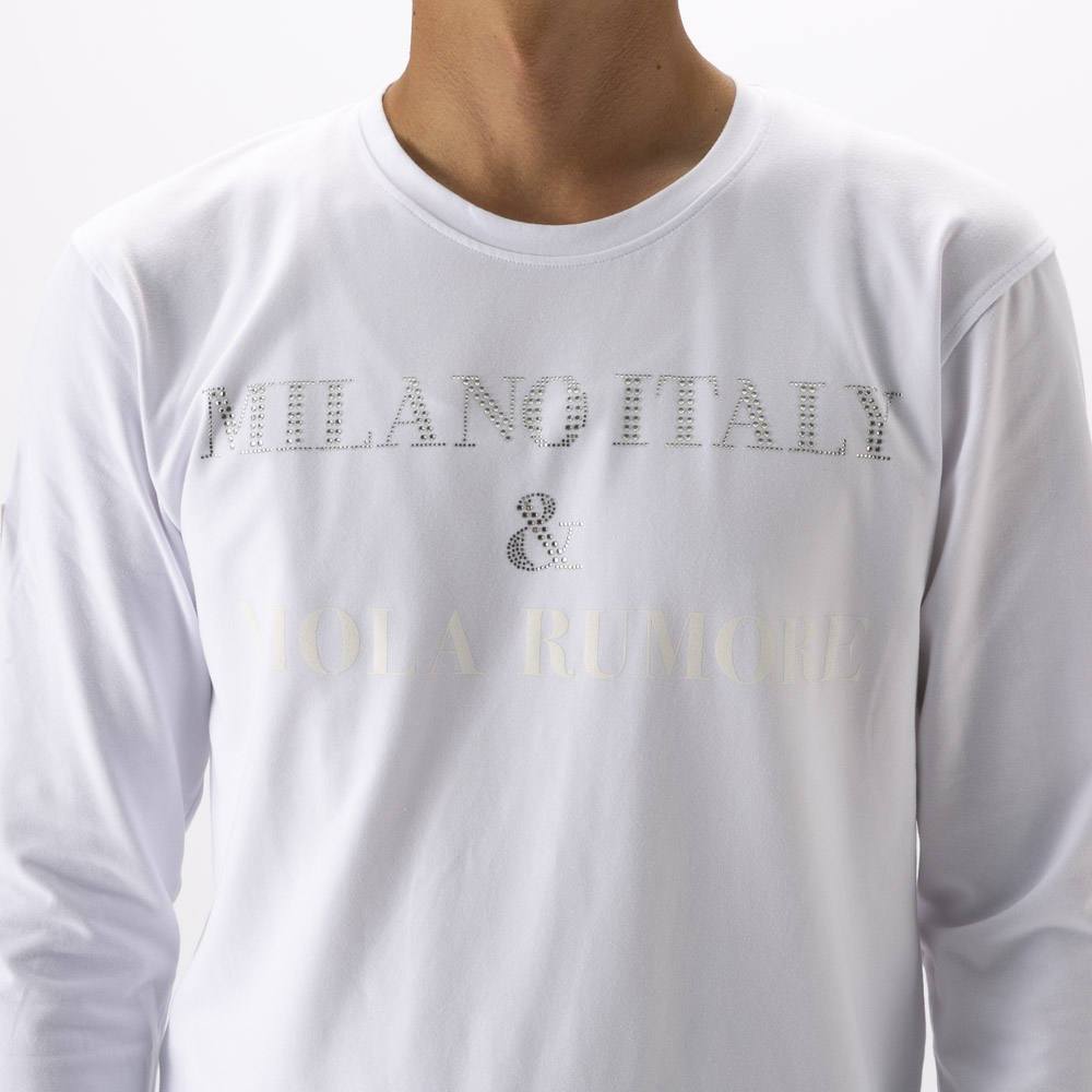 ヴィオラ VIOLA メンズトップス クルーネック プリント ラインストーン 長袖Tシャツ Y62107【FITHOUSE ONLINE SHOP】