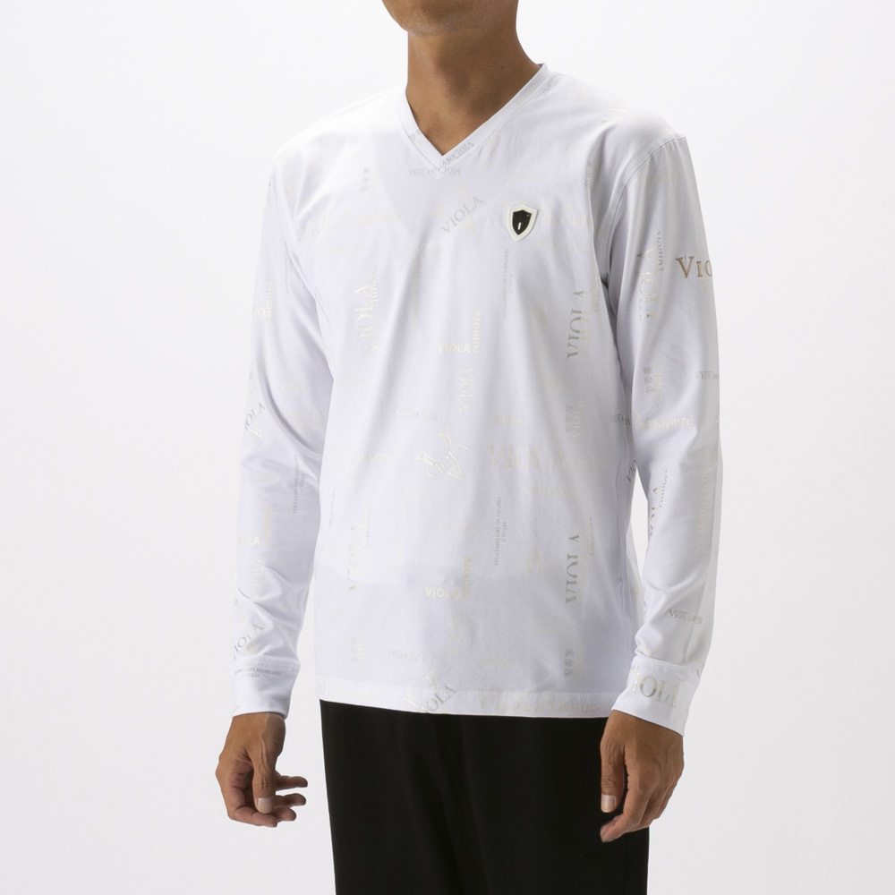 ヴィオラ VIOLA メンズトップス Vネック 総柄ロゴ 長袖Tシャツ Y62106【FITHOUSE ONLINE SHOP】