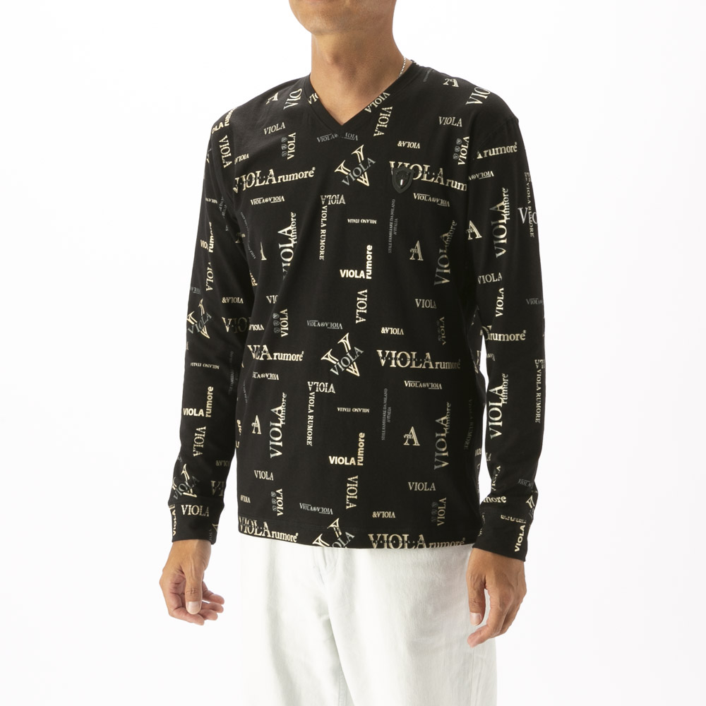 ヴィオラ VIOLA メンズトップス Vネック 総柄ロゴ 長袖Tシャツ Y62106【FITHOUSE ONLINE SHOP】