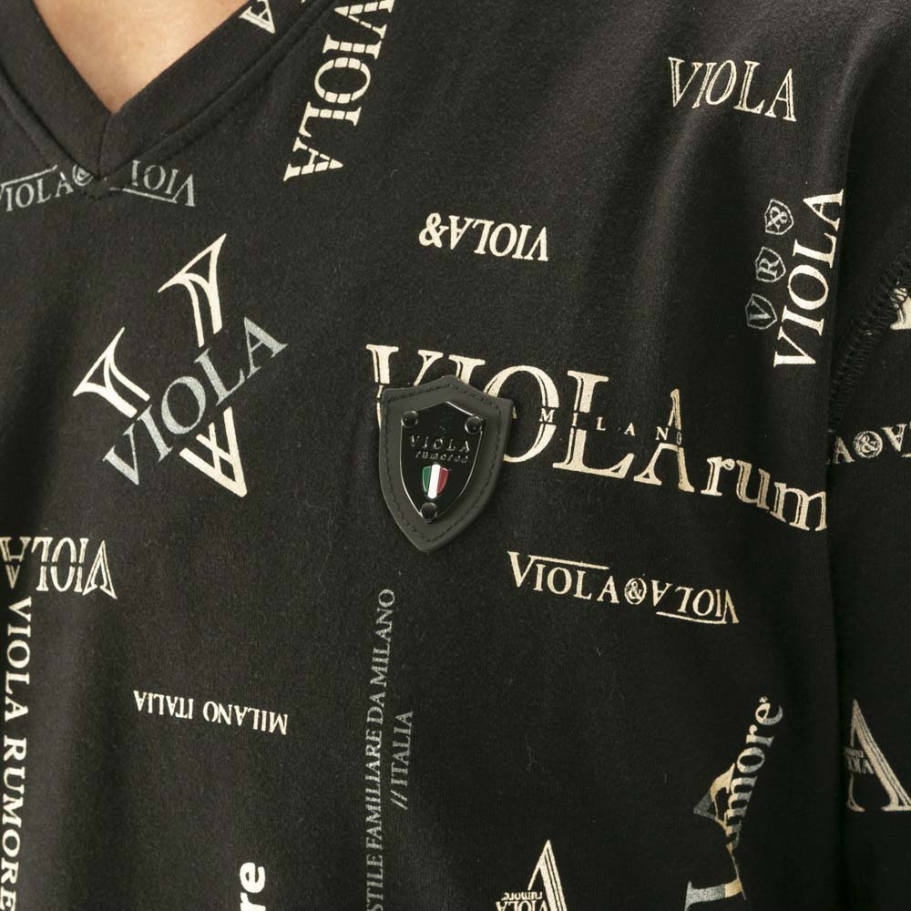 ヴィオラ VIOLA メンズトップス Vネック 総柄ロゴ 長袖Tシャツ Y62106【FITHOUSE ONLINE SHOP】