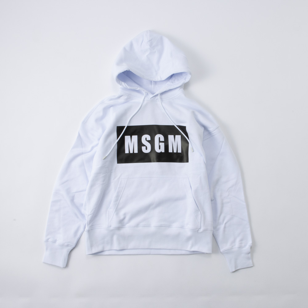 エムエスジーエム MSGM メンズトップス 四角ロゴ フード付き パーカー