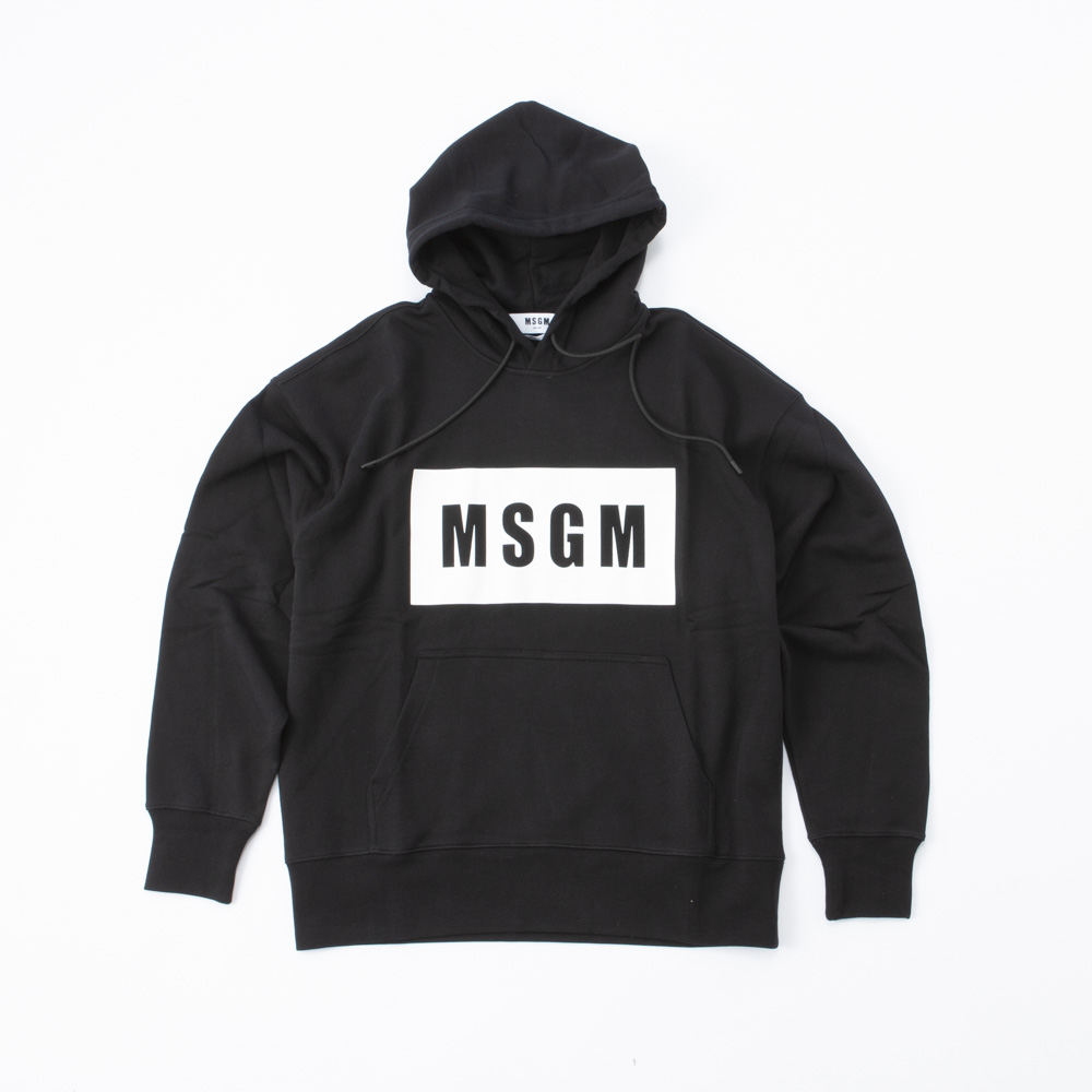 エムエスジーエム MSGM メンズトップス 四角ロゴ フード付き パーカー