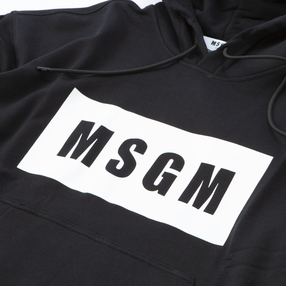 エムエスジーエム MSGM メンズトップス 四角ロゴ フード付き パーカー 2000MM525 200000【FITHOUSE ONLINE SHOP】