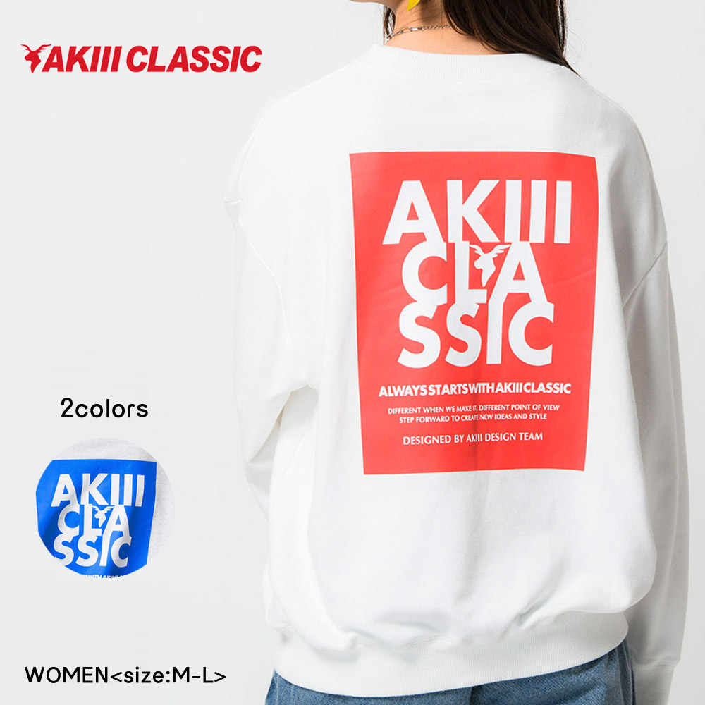 アキクラシック AKIIICLASSIC レディーストップス スクエアロゴ クルースウェット SAK-3114【FITHOUSE ONLINE SHOP】