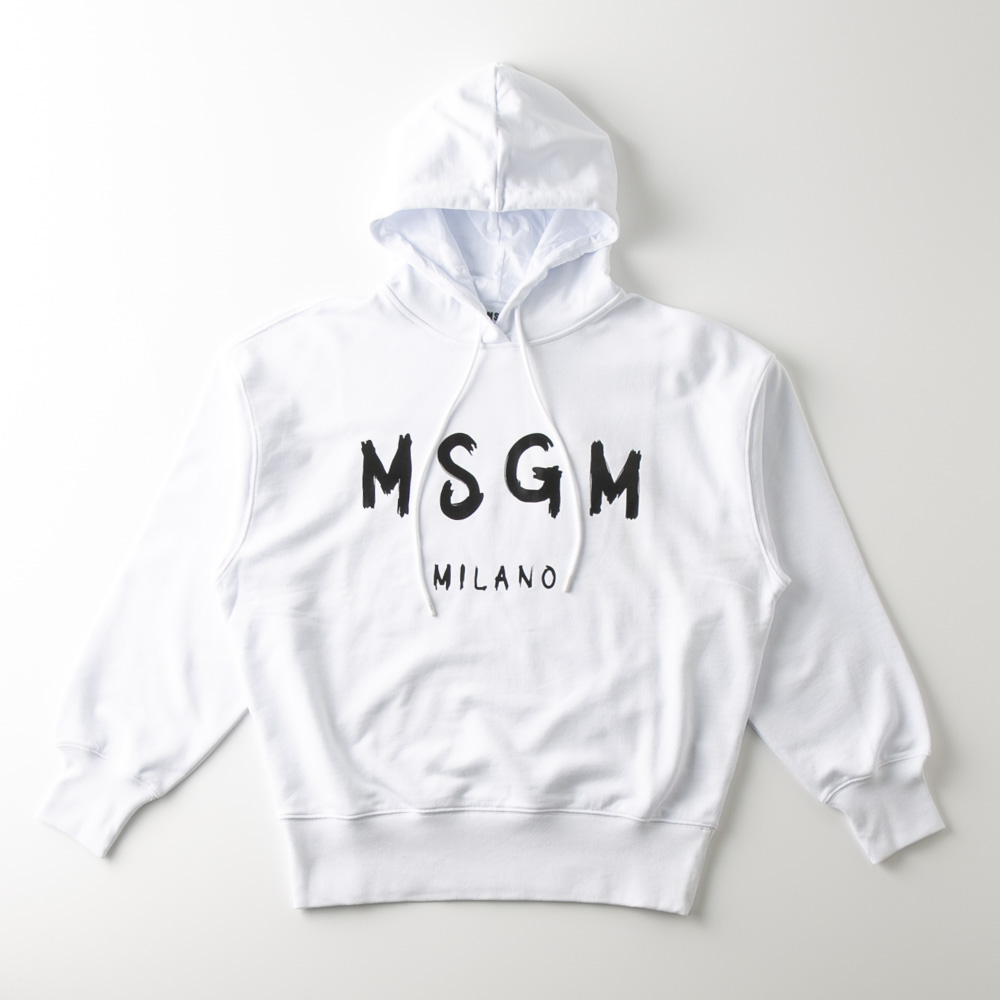 MSGM エムエスジーエム 新品 定番ロゴ スウェット パーカー ホワイト