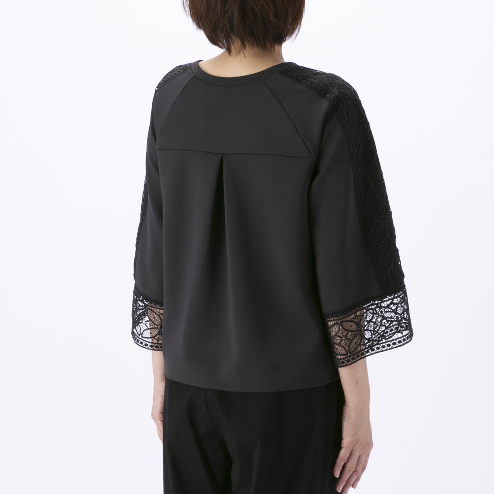 ノアジェ NOA-GE レディーストップス 七分袖 袖レース Tシャツ 121-5529-8467/79【FITHOUSE ONLINE SHOP】