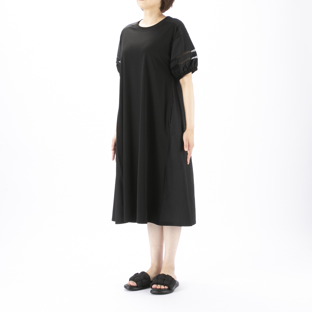 ノアジェ NOA-GE シルケット天竺×綿ブロード ワンピース 121-5317-6488/79【FITHOUSE ONLINE SHOP】