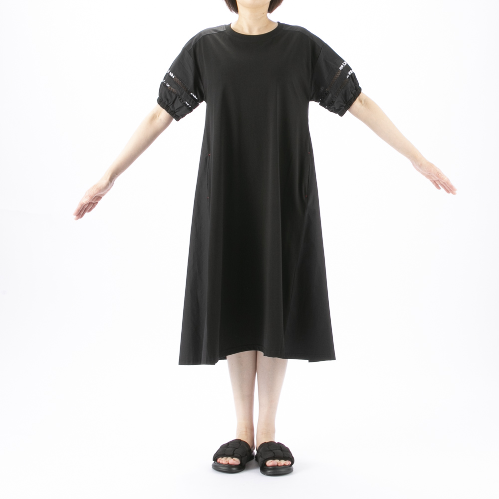 ノアジェ NOA-GE シルケット天竺×綿ブロード ワンピース 121-5317-6488/79【FITHOUSE ONLINE SHOP】