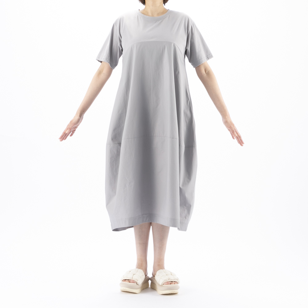 ノアジェ NOA-GE シルケット天竺×綿ブロード ワンピース 121-5317-6496/04【FITHOUSE ONLINE SHOP】