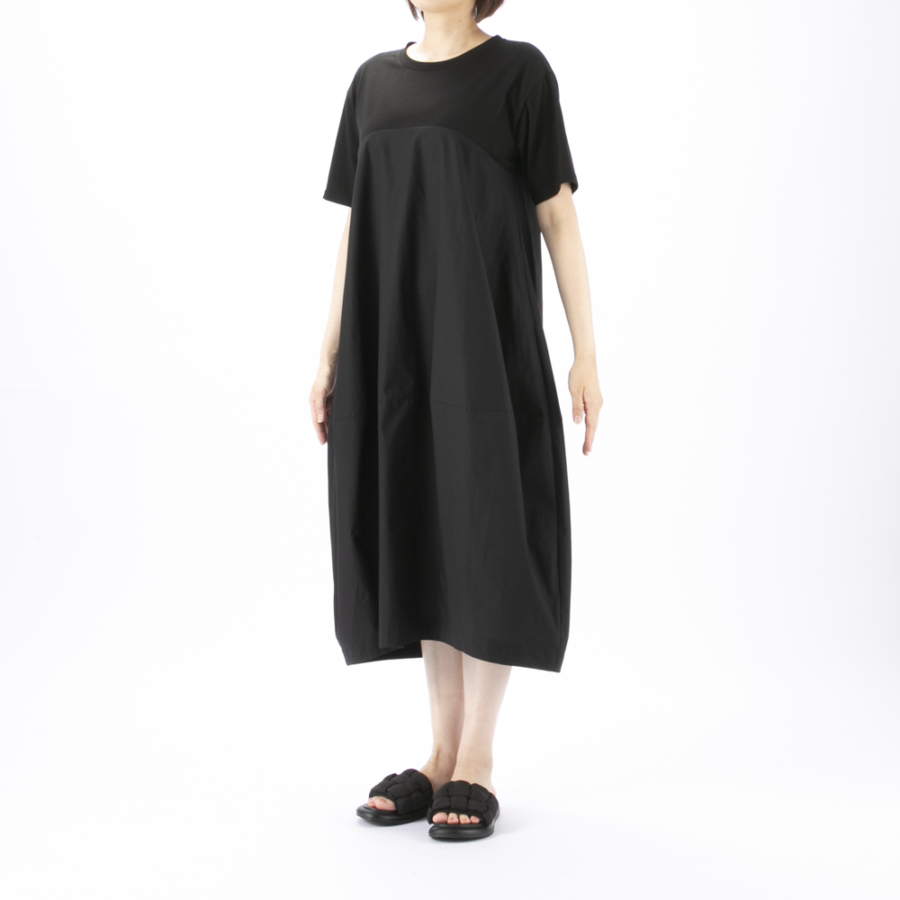 ノアジェ NOA-GE シルケット天竺×綿ブロード ワンピース 121-5317-6496/79【FITHOUSE ONLINE SHOP】