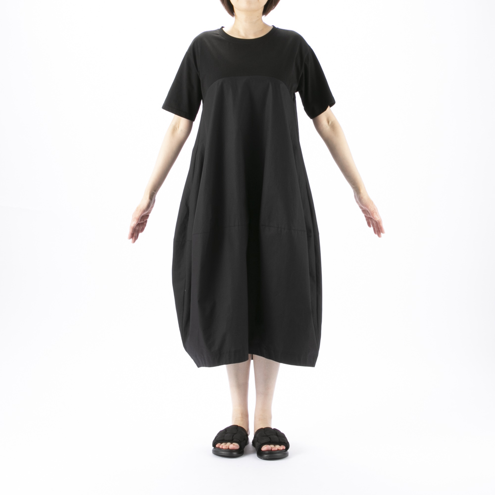 ノアジェ NOA-GE シルケット天竺×綿ブロード ワンピース 121-5317-6496/79【FITHOUSE ONLINE SHOP】