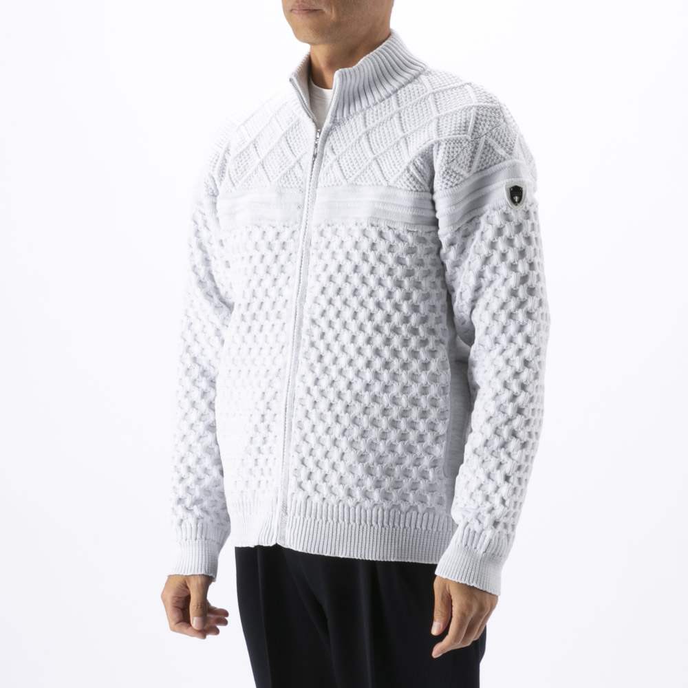 ヴィオラ VIOLA メンズアウター フルジップアップ ニット ジャケット アラン模様 Y62129【FITHOUSE ONLINE SHOP】