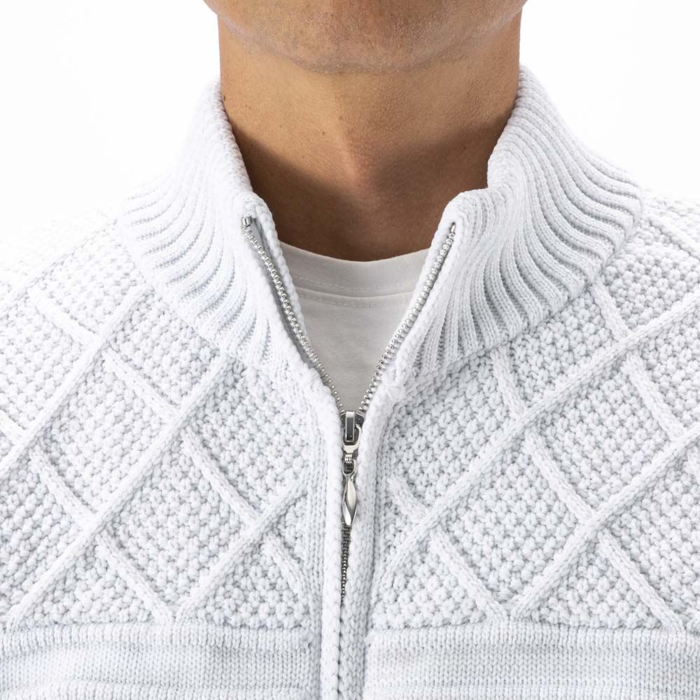 ヴィオラ VIOLA メンズアウター フルジップアップ ニット ジャケット アラン模様 Y62129【FITHOUSE ONLINE SHOP】