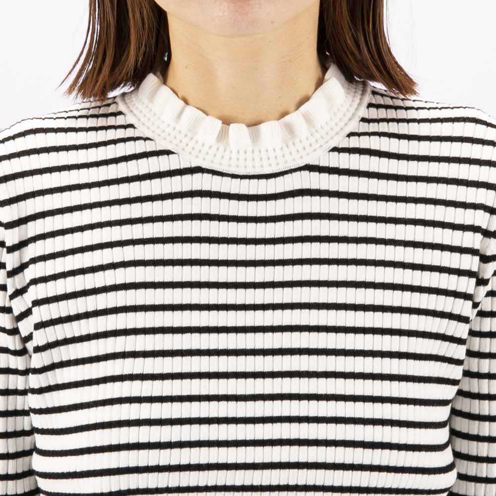 バントロア vingtrois レディーストップス フリルカラー リブニット (01A) 986-12147【FITHOUSE ONLINE SHOP】