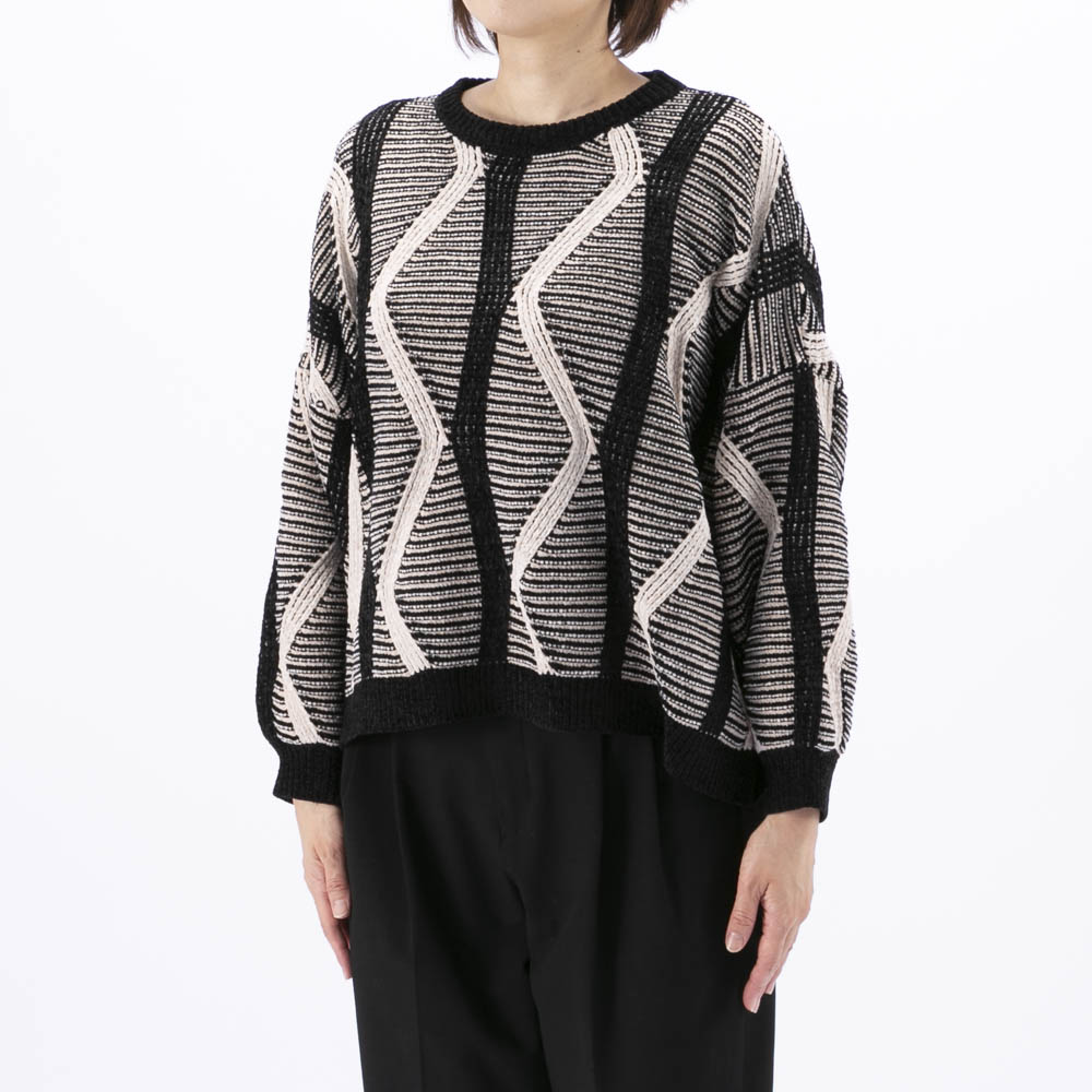 バントロア vingtrois モールヤーンウェーブジャガードプルオーバー 923-14124【FITHOUSE ONLINE SHOP】