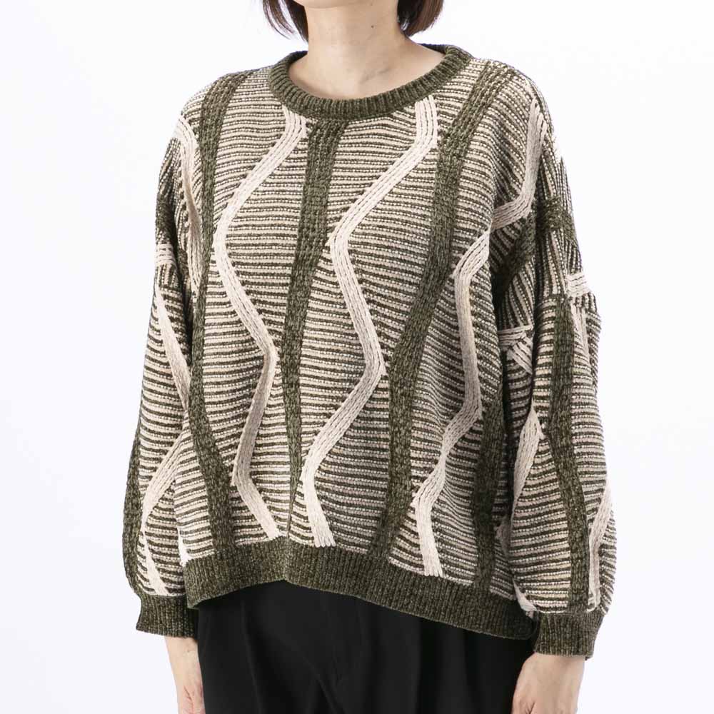バントロア vingtrois モールヤーンウェーブジャガードプルオーバー 923-14124【FITHOUSE ONLINE SHOP】