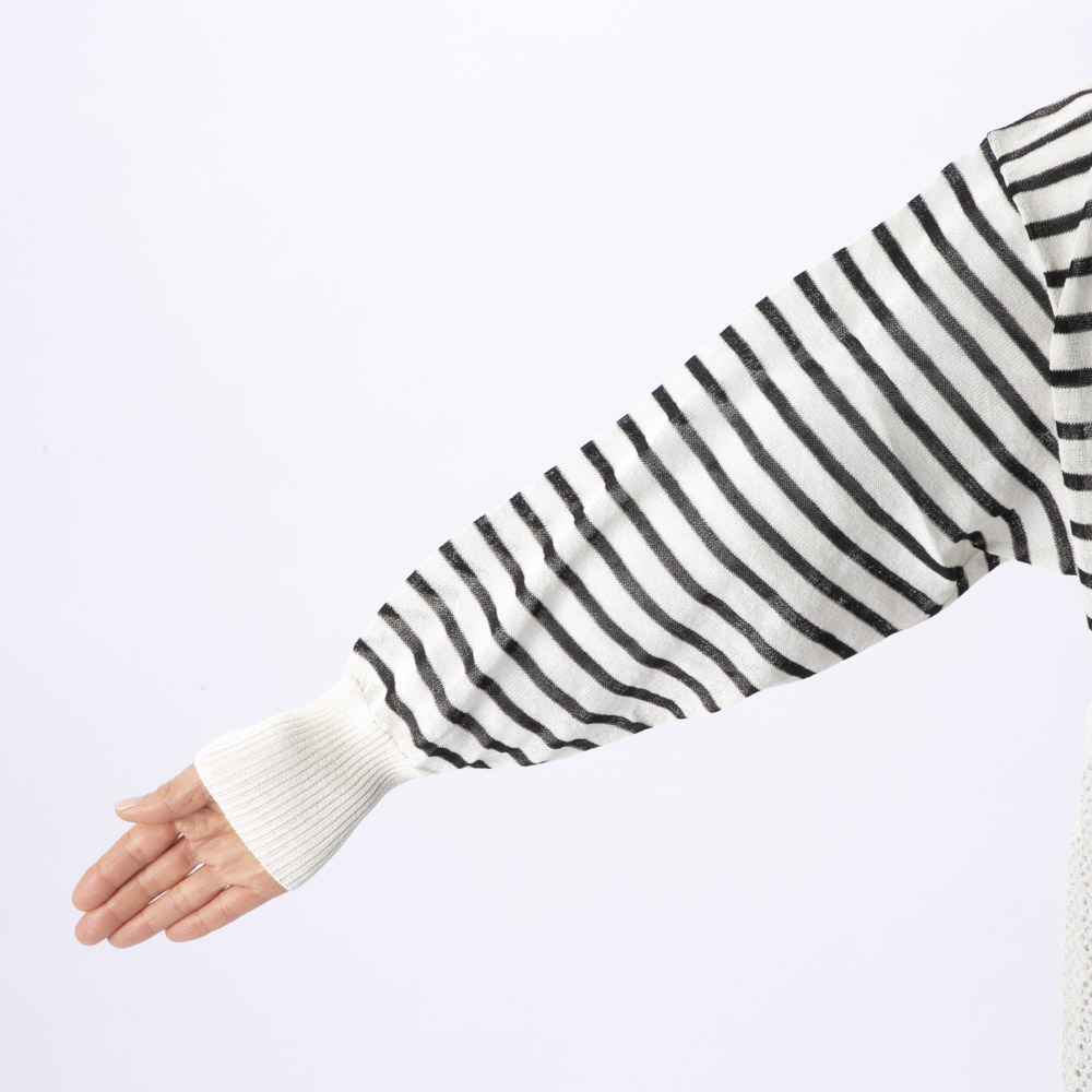 ノアジェ NOA-GE ボーダー透かし編みロングカーディガン 121-5398-8092/02【FITHOUSE ONLINE SHOP】