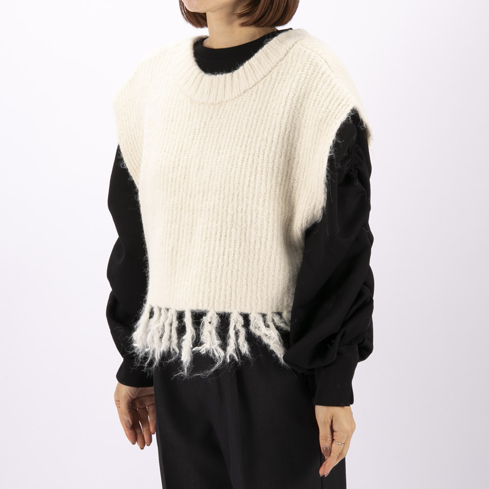 バントロア vingtrois レディーストップス 前後2WAYフリンジニットベスト 986-12002【FITHOUSE ONLINE SHOP】