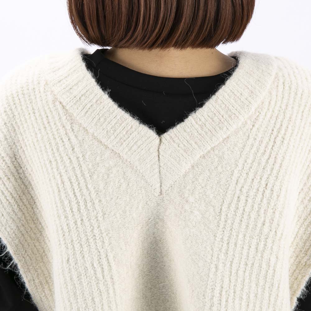 バントロア vingtrois レディーストップス 前後2WAYフリンジニットベスト 986-12002【FITHOUSE ONLINE SHOP】