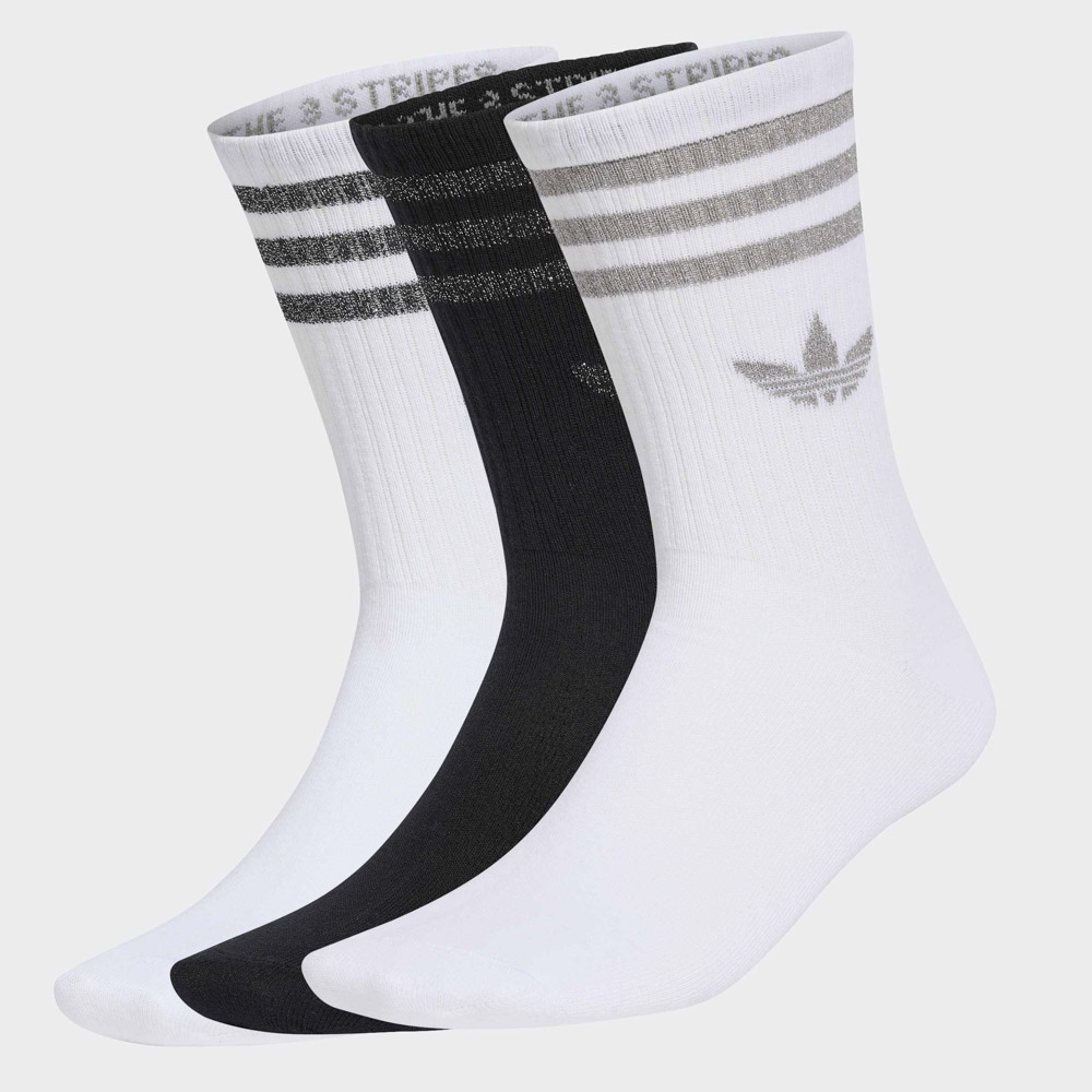 アディダスオリジナルス adidas originals 靴下 スリーストライプス グリッター クルーソックス3足組 KR4218【FITHOUSE ONLINE SHOP】