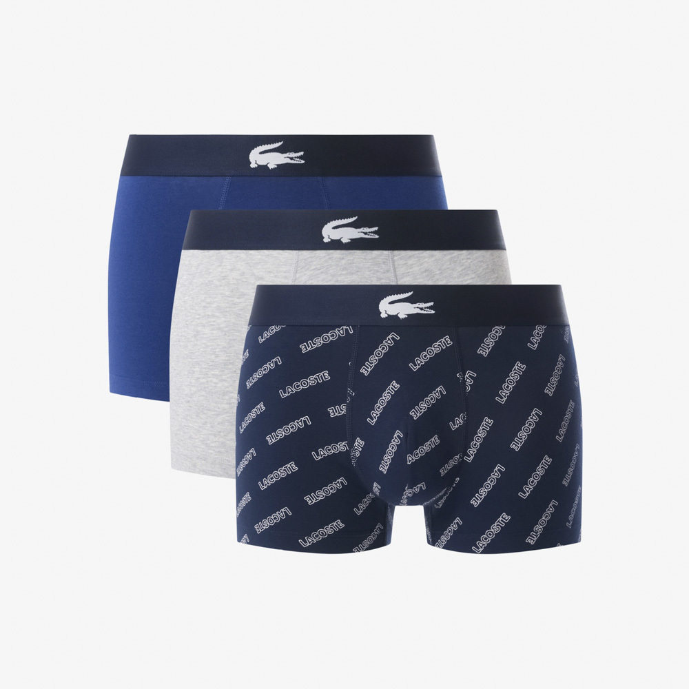 ラコステ LACOSTE アンダーウェア・下着 3パック ロゴプリント ストレッチ コットン トランクショーツ 5H1288-10【FITHOUSE ONLINE SHOP】
