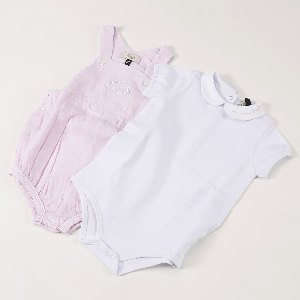 ARMANI BABY アルマーニベビー 半袖ｲﾝﾅｰｶｯﾄｿｰ付ﾛﾝﾊﾟｰｽ 3ZEV14/3NFGZ/21RE ピンク【FITHOUSE ONLINE SHOP】