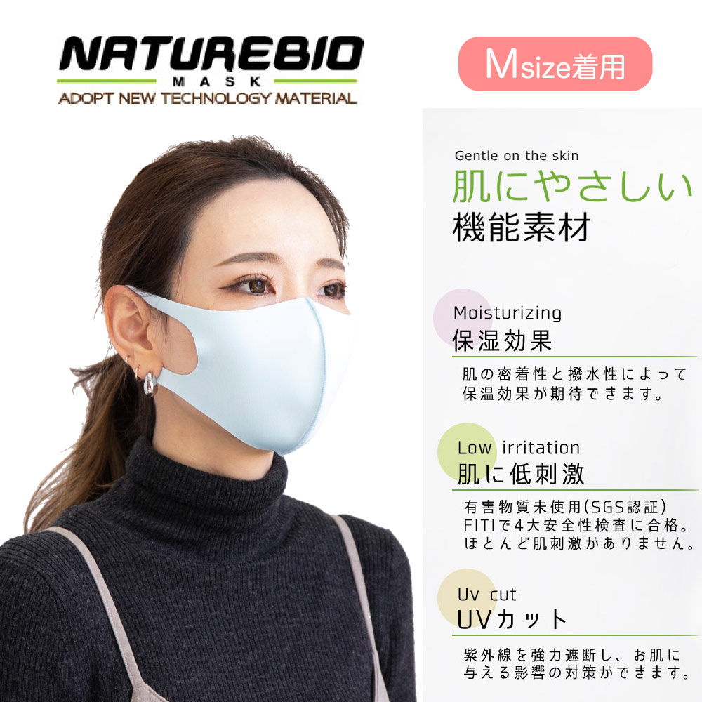 【ゆうパケット対象商品】NATUREBIO MASK マスク 1枚入り 74190082 L.GRY【FITHOUSE ONLINE SHOP】