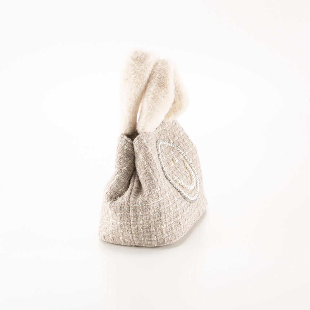 クーコ COOCO ハンド・トートバッグ SMILEY パール刺繍xエコファーツイード 2453111703【FITHOUSE ONLINE SHOP】