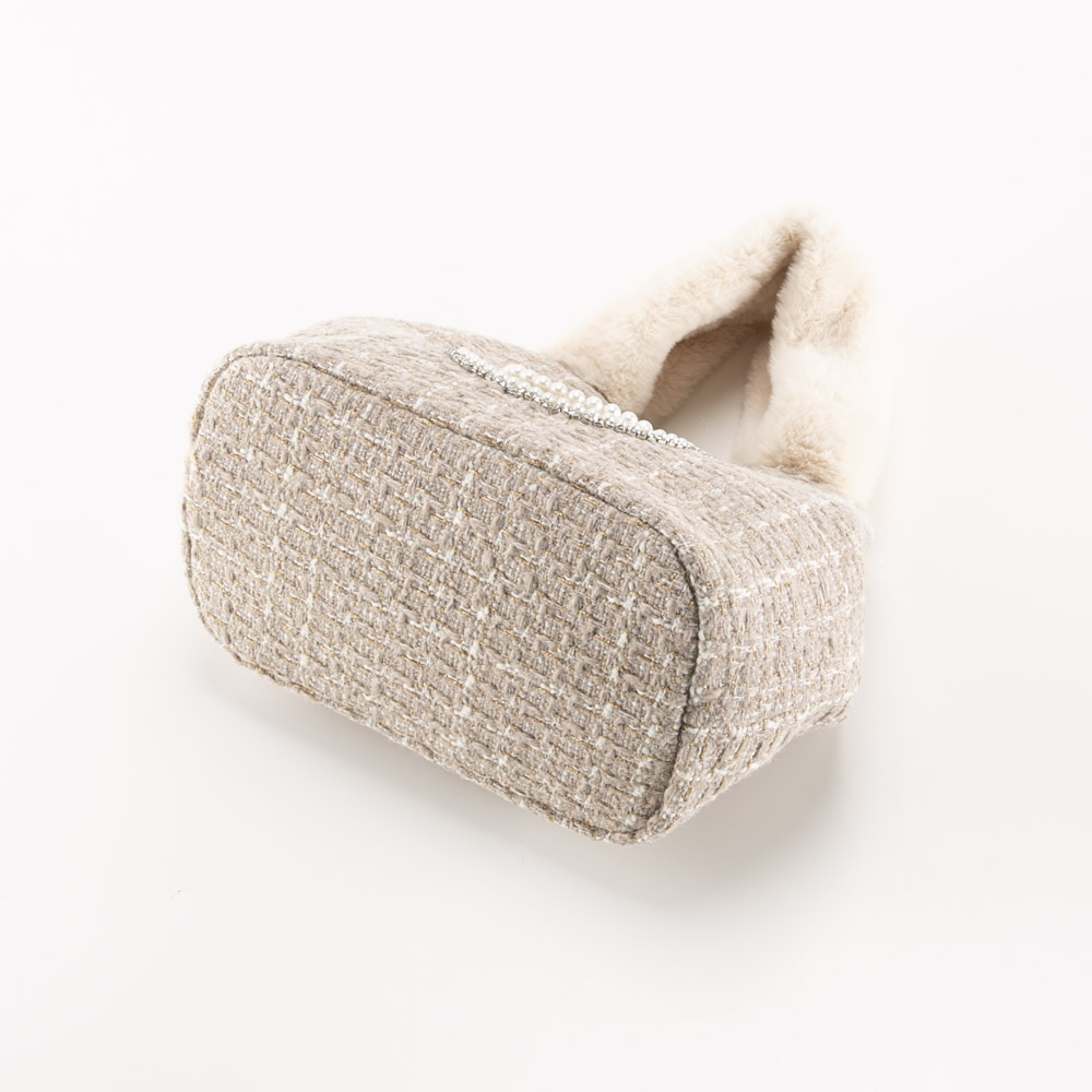 クーコ COOCO ハンド・トートバッグ SMILEY パール刺繍xエコファーツイード 2453111703【FITHOUSE ONLINE SHOP】