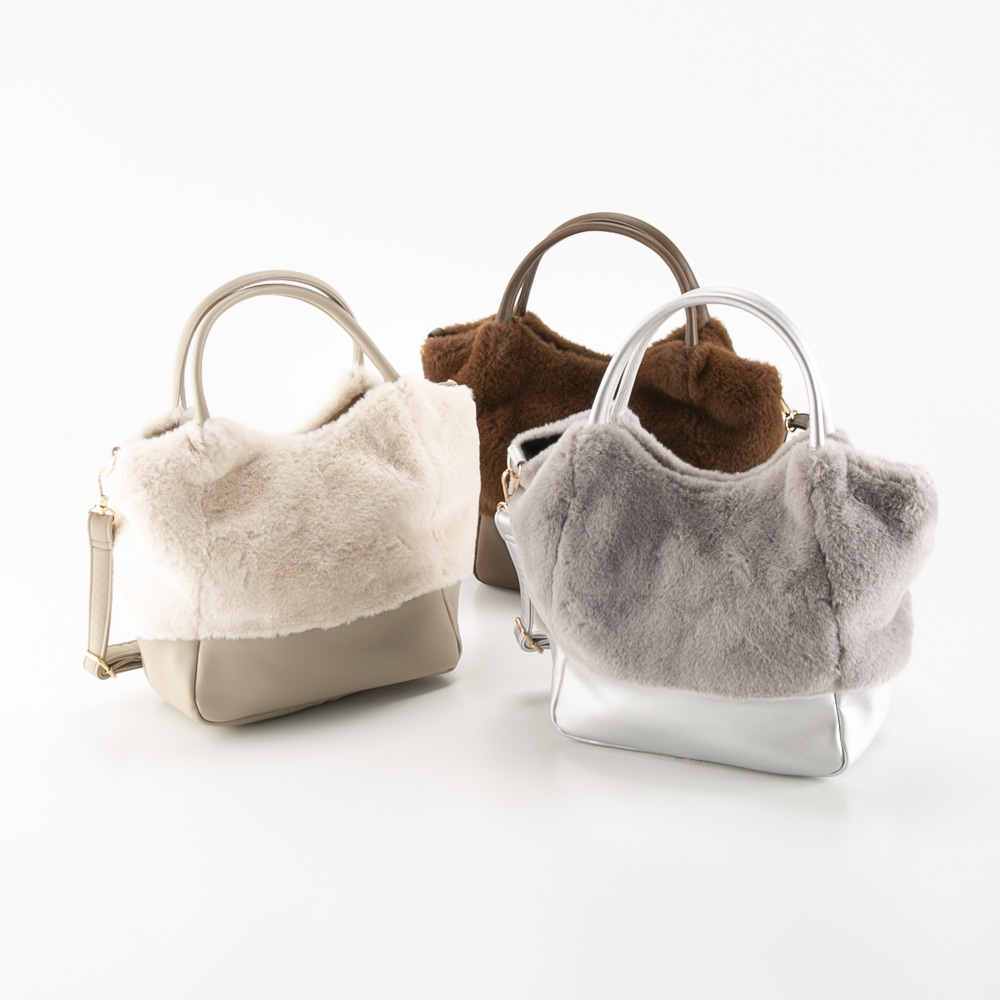 クーコ COOCO ハンド・トートバッグ エコファーxフェイクレザーキリカエ2WAY 24531-11060【FITHOUSE ONLINE SHOP】