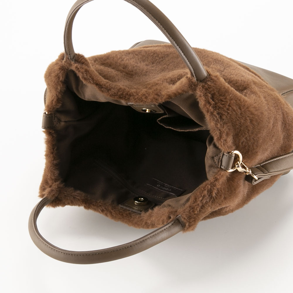 クーコ COOCO ハンド・トートバッグ エコファーxフェイクレザーキリカエ2WAY 24531-11060【FITHOUSE ONLINE SHOP】