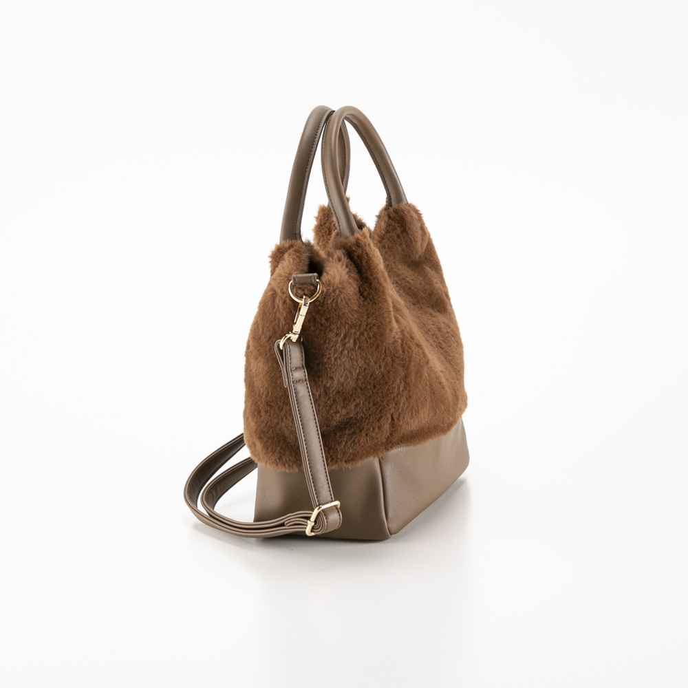 クーコ COOCO ハンド・トートバッグ エコファーxフェイクレザーキリカエ2WAY 24531-11060【FITHOUSE ONLINE SHOP】