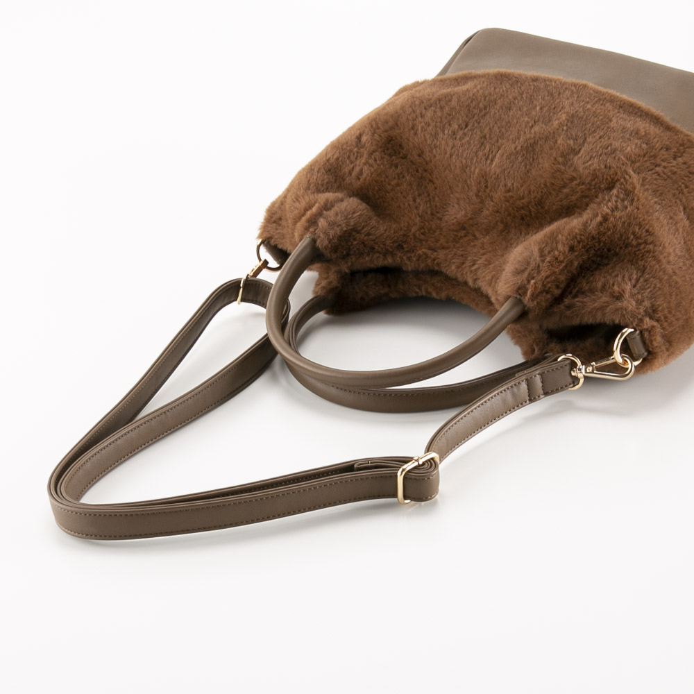 クーコ COOCO ハンド・トートバッグ エコファーxフェイクレザーキリカエ2WAY 24531-11060【FITHOUSE ONLINE SHOP】